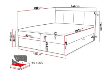 Laggano Kontinentalseng 160x200 cm + Overmadrass - Svart - Møbler - Senger - Kontinentalsenger