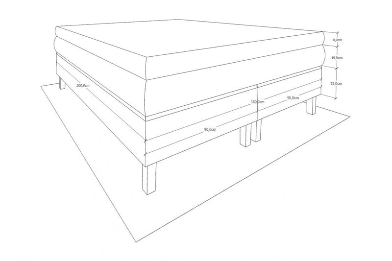 Layla Kontinentalseng 180 cm Uten Sengegavl - Lysegrå - Møbler - Senger - Kontinentalsenger