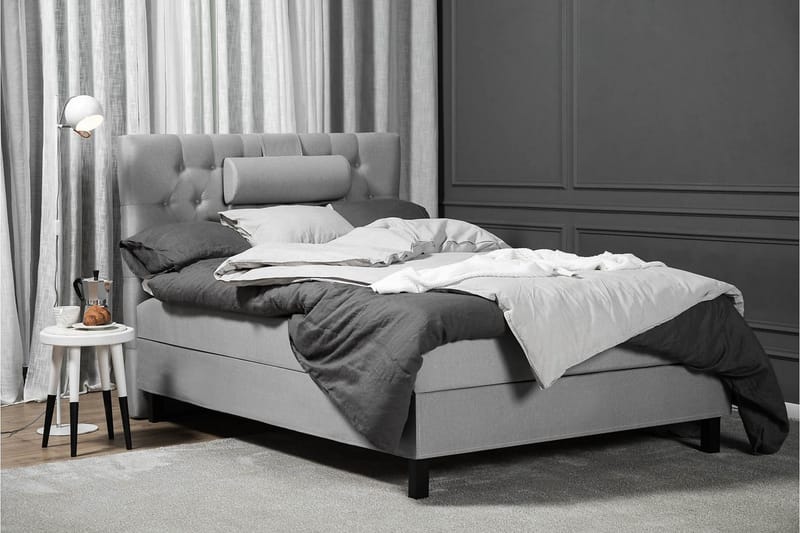 Lucky Komplett Sengepakke 120x200 Lateks Diamant Sengegavl - Nakkepute Stor Mellangrå - Møbler - Senger - Kontinentalsenger