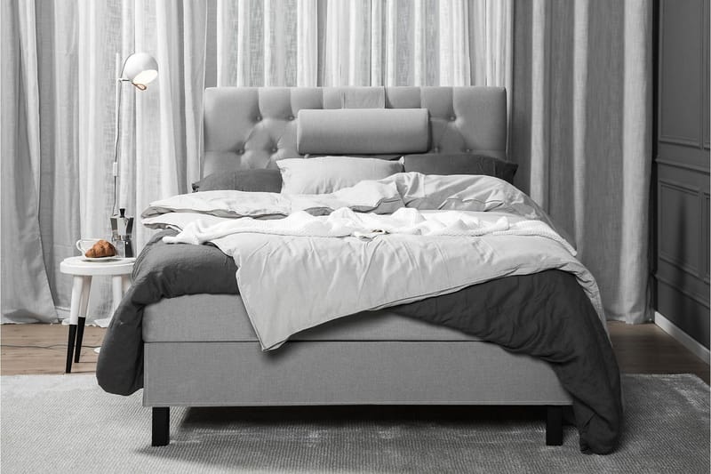 Lucky Komplett Sengepakke 120x200 Lateks Diamant Sengegavl - Nakkepute Stor Mellangrå - Møbler - Senger - Kontinentalsenger