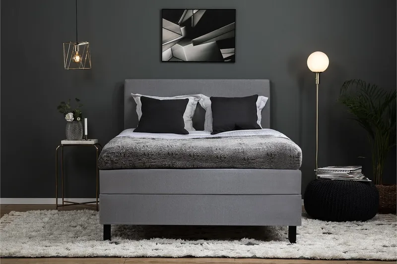 Lucky Komplett Sengepakke 120x200 Lateks Glatt Sengegavl - Mellangrå - Møbler - Senger - Kontinentalsenger