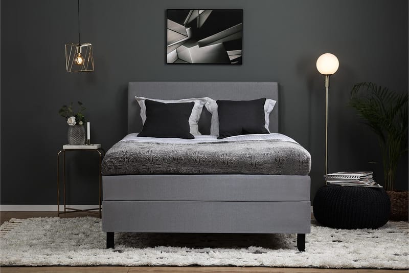 Lucky Komplett Sengepakke 120x200 Lateks Glatt Sengegavl - Mellangrå - Møbler - Senger - Kontinentalsenger