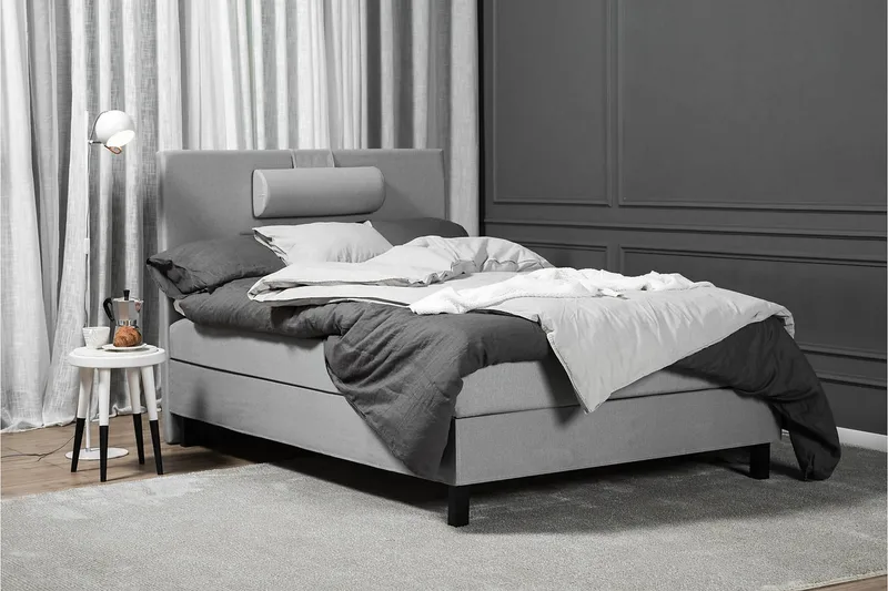 Lucky Komplett Sengepakke 120x200 Lateks Glatt Sengegavl - Nakkepute Stor Mellangrå - Møbler - Senger - Kontinentalsenger