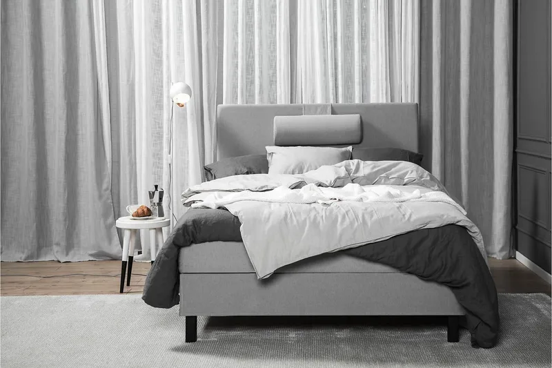 Lucky Komplett Sengepakke 120x200 Lateks Glatt Sengegavl - Nakkepute Stor Mellangrå - Møbler - Senger - Kontinentalsenger