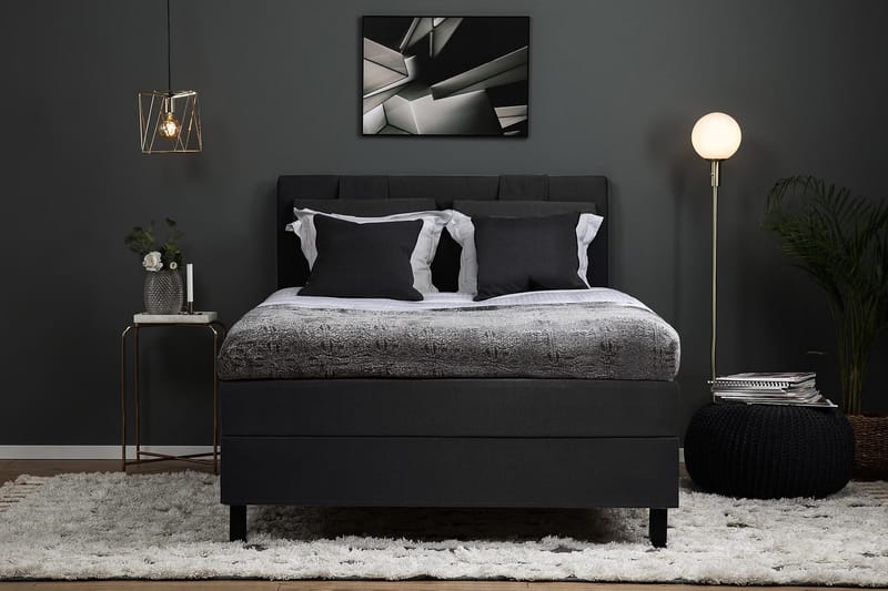 Lucky Komplett Sengepakke 120x200 Lateks Glatt Sengegavl - Svart/Grå - Møbler - Senger - Kontinentalsenger