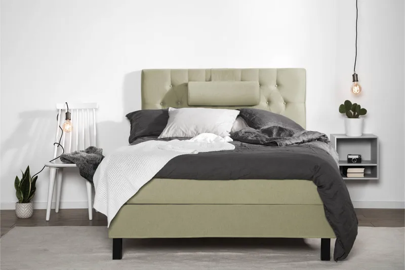 Lucky Komplett Sengepakke 120x200 Memory Diamant Sengegavl, Nakkepute Stor Grønn