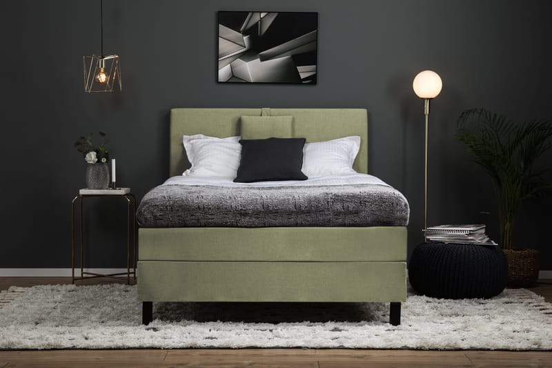 Lucky Komplett Sengepakke 120x200 Memory Glatt Sengegavl - Nakkepute Liten Grønn - Møbler - Senger - Kontinentalsenger