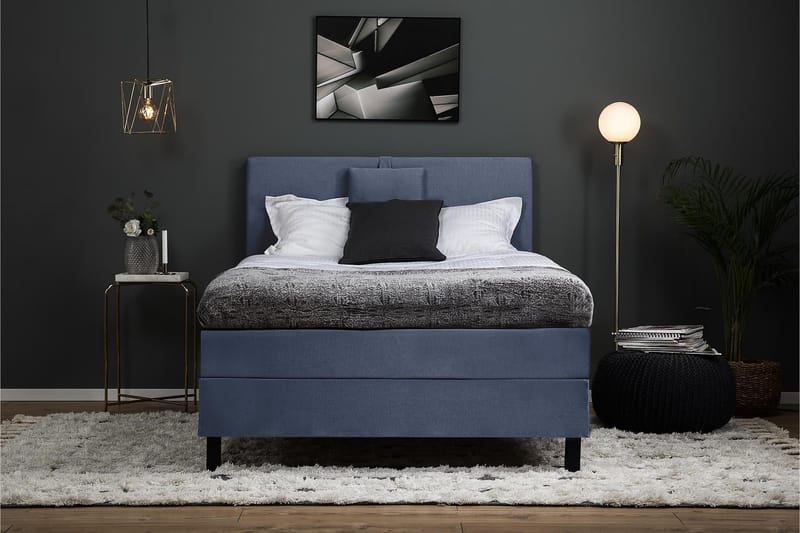 Lucky Komplett Sengepakke 120x200 Memory Glatt Sengegavl - Nakkepute Liten Mørkeblå - Møbler - Senger - Kontinentalsenger