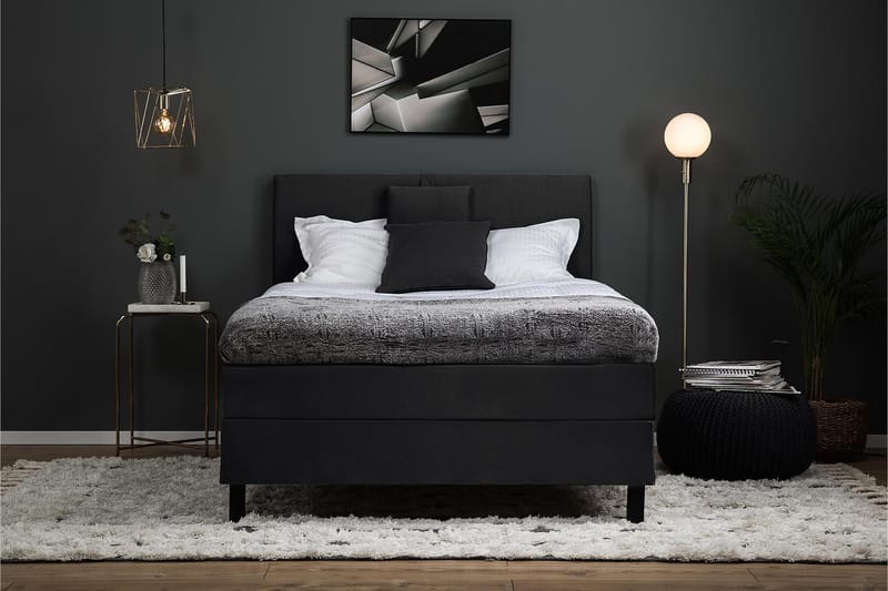 Lucky Komplett Sengepakke 120x200 Memory Glatt Sengegavl - Nakkepute Liten Svart/Grå - Møbler - Senger - Kontinentalsenger