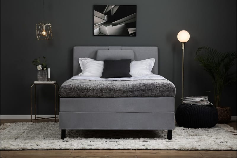 Lucky Komplett Sengepakke 120x200 Memory Glatt Sengegavl - Nakkepute Stor Mellangrå - Møbler - Senger - Kontinentalsenger