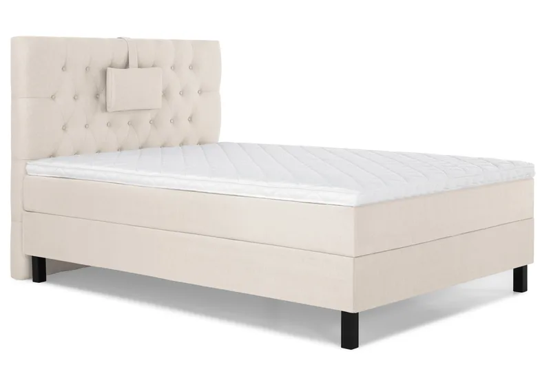 Lucky Komplett Sengepakke 120x200 Skum Diamant Sengegavl - Nakkepute Liten Beige - Møbler - Senger - Kontinentalsenger