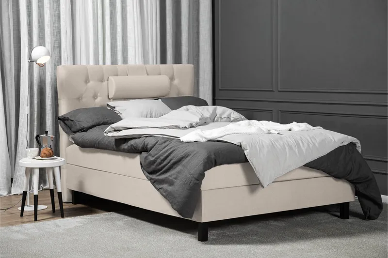 Lucky Komplett Sengepakke 120x200 Skum Diamant Sengegavl - Nakkepute Liten Beige - Møbler - Senger - Kontinentalsenger