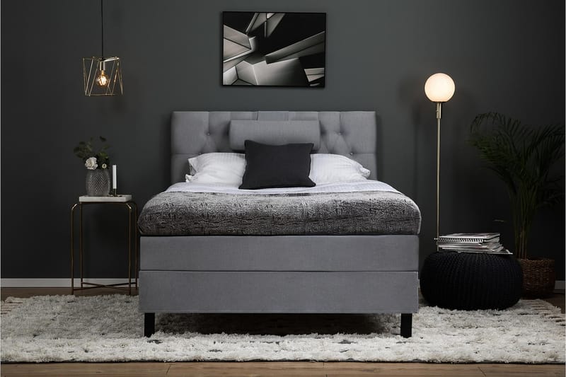 Lucky Komplett Sengepakke 120x200 Skum Diamant Sengegavl - Nakkepute Liten Mellomgrå - Møbler - Senger - Kontinentalsenger