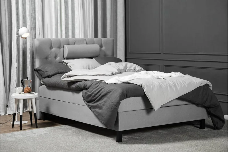 Lucky Komplett Sengepakke 120x200 Skum Diamant Sengegavl - Nakkepute Liten Mellomgrå - Møbler - Senger - Kontinentalsenger