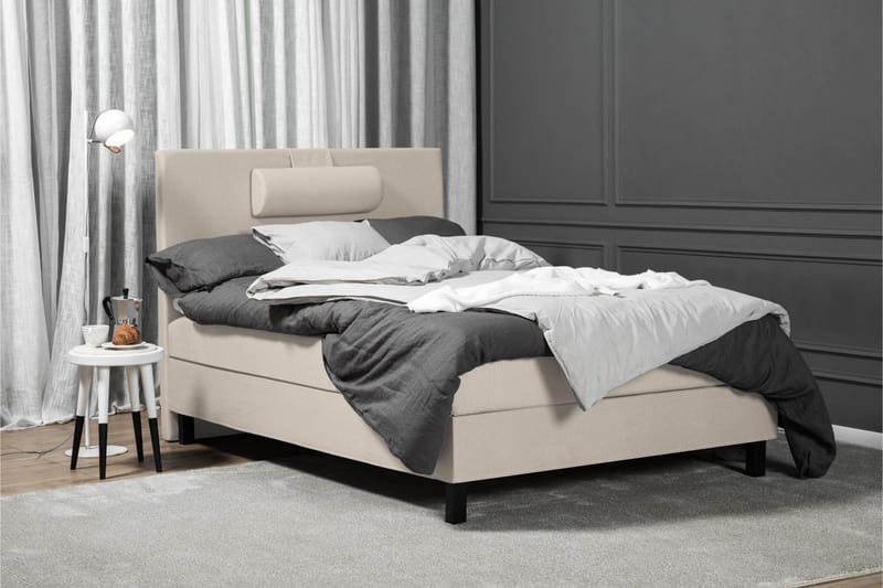 Lucky Komplett Sengepakke 120x200 Skum Glatt Sengegavl - Nakkepute Liten Beige - Møbler - Senger - Kontinentalsenger