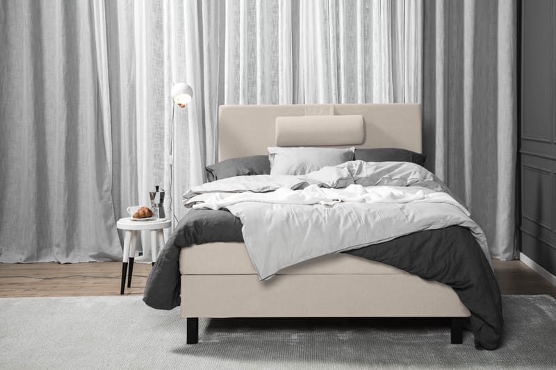 Lucky Komplett Sengepakke 120x200 Skum Glatt Sengegavl - Nakkepute Stor Beige - Møbler - Senger - Kontinentalsenger