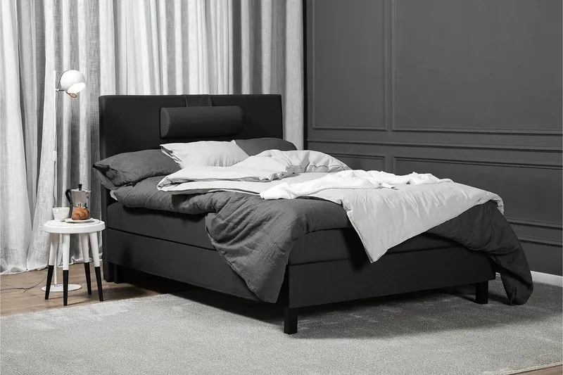 Lucky Komplett Sengepakke 120x200 Skum Glatt Sengegavl - Nakkepute Stor Svart/Grå - Møbler - Senger - Kontinentalsenger