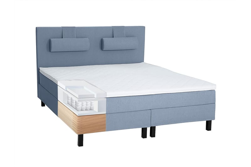 Lucky Komplett Sengepakke 120x200 Polyeter Glatt Sengegavl - Nakkepute Stor Mørkeblå - Møbler - Senger - Komplett sengepakke
