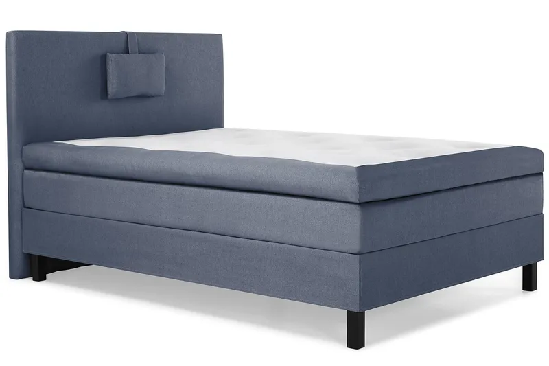 Lucky Komplett Sengepakke 120x200 Polyeter Glatt Sengegavl - Nakkepute Liten Mørkeblå - Møbler - Senger - Kontinentalsenger