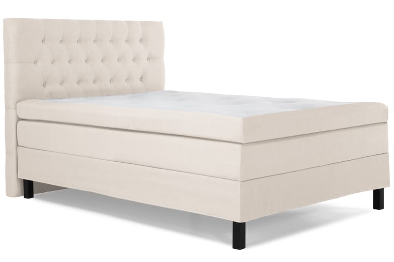 Lucky Komplett Sengepakke 120x200 Polyeter Diamant Sengegavl - Beige - Møbler - Senger - Komplett sengepakke