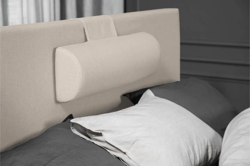 Lucky Komplett Sengepakke 120x200 Polyeter Glatt Sengegavl - Nakkepute Stor Beige - Møbler - Senger - Kontinentalsenger