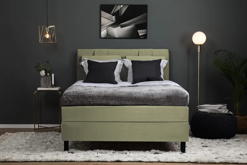 Lucky Komplett Sengepakke 120x200 Polyeter Diamant Sengegavl - Grønn - Møbler - Senger - Kontinentalsenger