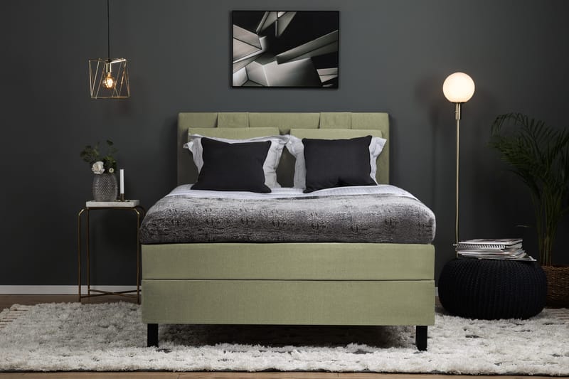 Lucky Komplett Sengepakke 120x200 Polyeter Diamant Sengegavl - Grønn - Møbler - Senger - Kontinentalsenger