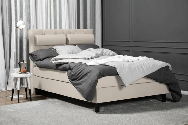 Lucky Komplett Sengepakke 140x200 Lateks Diamant Sengegavl - Nakkepute Liten Beige - Møbler - Senger - Kontinentalsenger