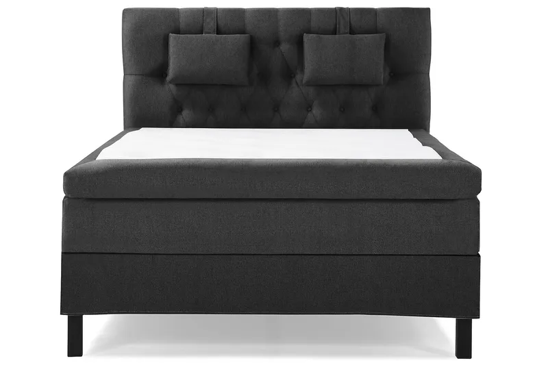 Lucky Komplett Sengepakke 140x200 Lateks Diamant Sengegavl, Nakkepute Liten Svart/Grå