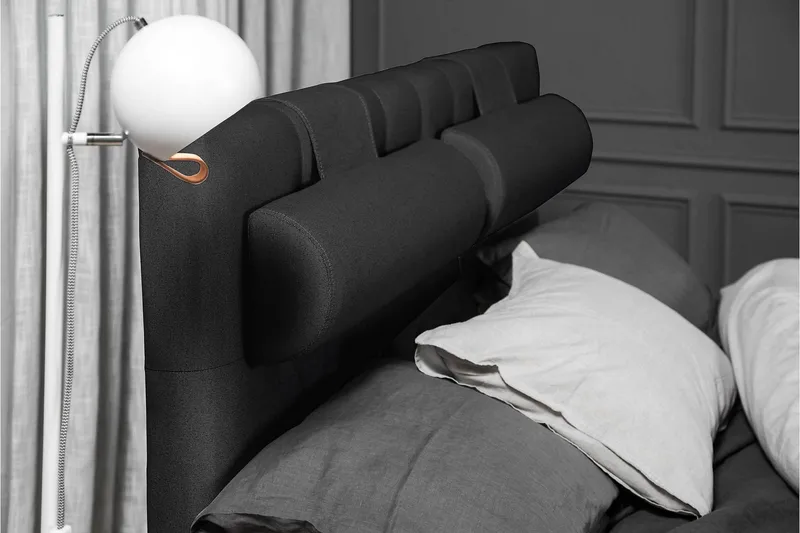 Lucky Komplett Sengepakke 140x200 Lateks Diamant Sengegavl - Nakkepute Stor Svart/Grå - Møbler - Senger - Kontinentalsenger