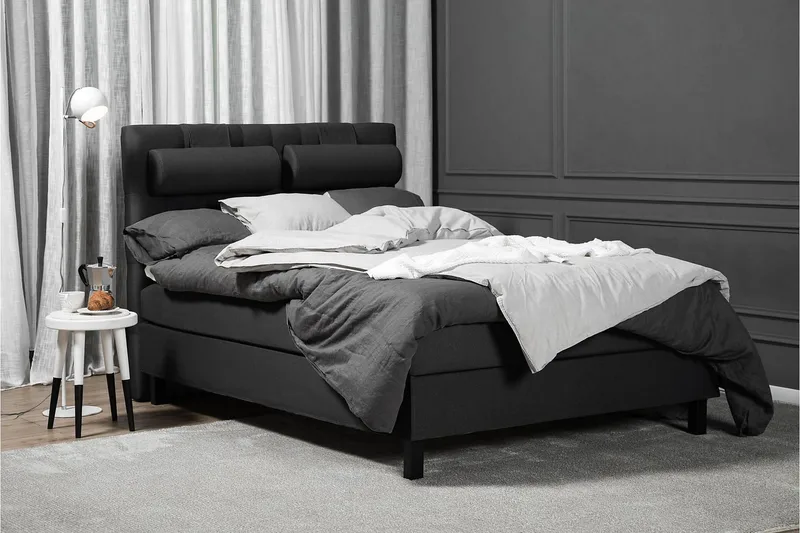 Lucky Komplett Sengepakke 140x200 Lateks Diamant Sengegavl - Nakkepute Stor Svart/Grå - Møbler - Senger - Kontinentalsenger