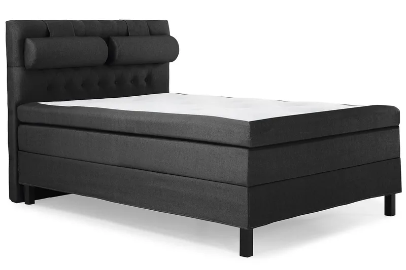 Lucky Komplett Sengepakke 140x200 Lateks Diamant Sengegavl - Nakkepute Stor Svart/Grå - Møbler - Senger - Kontinentalsenger