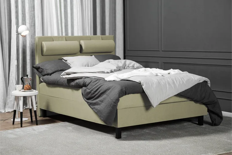 Lucky Komplett Sengepakke 140x200 Lateks Glatt Sengegavl - Nakkepute Liten Grønn - Møbler - Senger - Kontinentalsenger