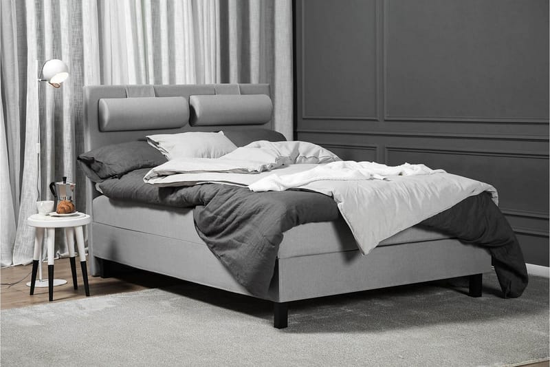 Lucky Komplett Sengepakke 140x200 Lateks Glatt Sengegavl - Nakkepute Liten Mellomgrå - Møbler - Senger - Kontinentalsenger