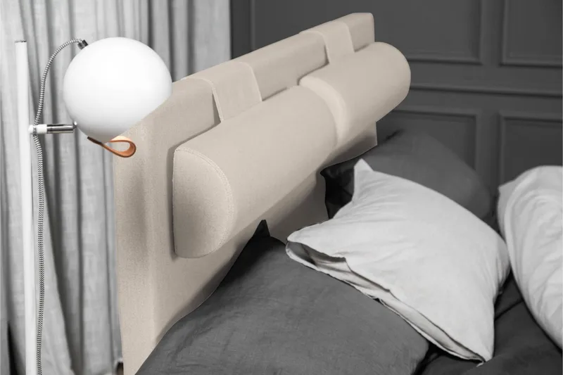 Lucky Komplett Sengepakke 140x200 Lateks Glatt Sengegavl - Nakkepute Stor Beige - Møbler - Senger - Kontinentalsenger