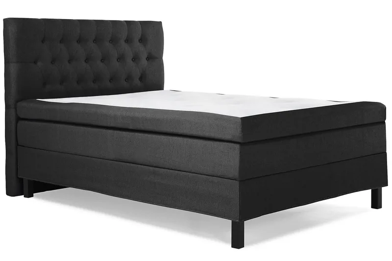 Lucky Komplett Sengepakke 140x200 Memory Diamant Sengegavl - Svart/Grå - Møbler - Senger - Kontinentalsenger