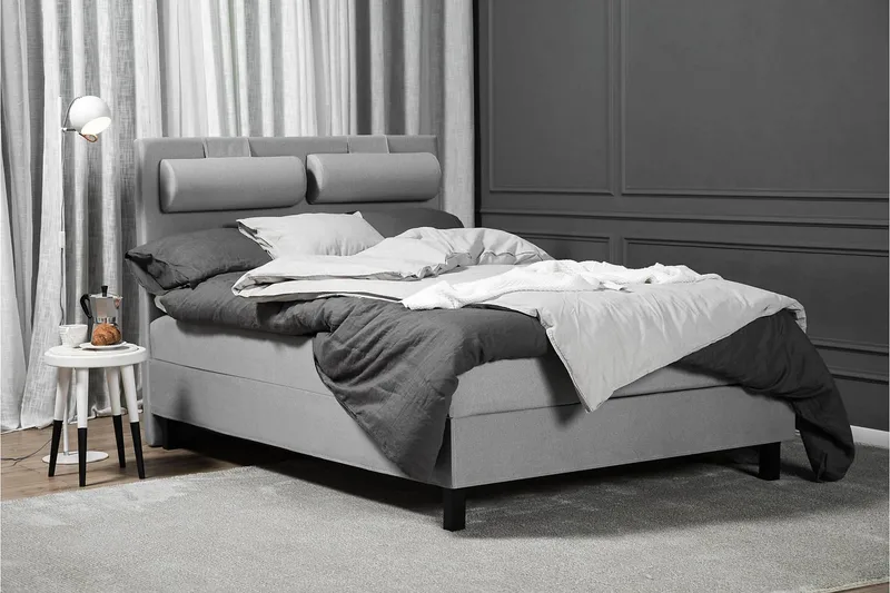 Lucky Komplett Sengepakke 140x200 Memory Glatt Sengegavl - Nakkepute Liten Mellomgrå - Møbler - Senger - Kontinentalsenger