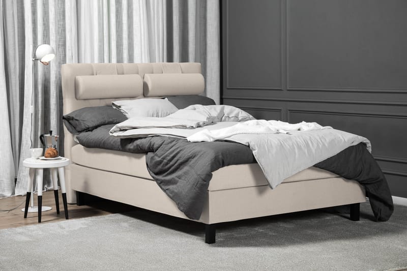 Lucky Komplett Sengepakke 140x200 Skum Diamant Sengegavl - Nakkepute Stor Beige - Møbler - Senger - Komplett sengepakke