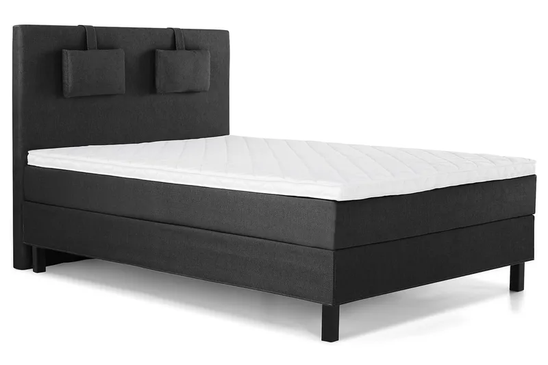 Lucky Komplett Sengepakke 140x200 Skum Glatt Sengegavl - Nakkepute Liten Svart/Grå - Møbler - Senger - Kontinentalsenger