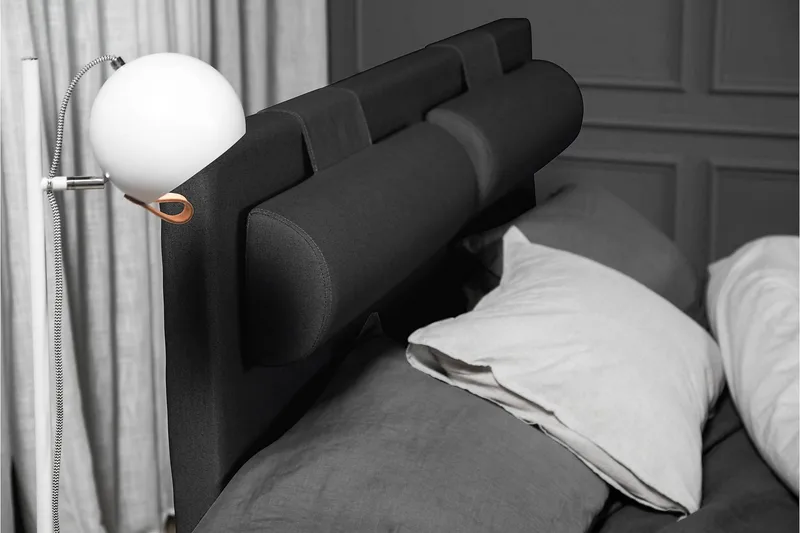 Lucky Komplett Sengepakke 140x200 Skum Glatt Sengegavl - Nakkepute Liten Svart/Grå - Møbler - Senger - Kontinentalsenger