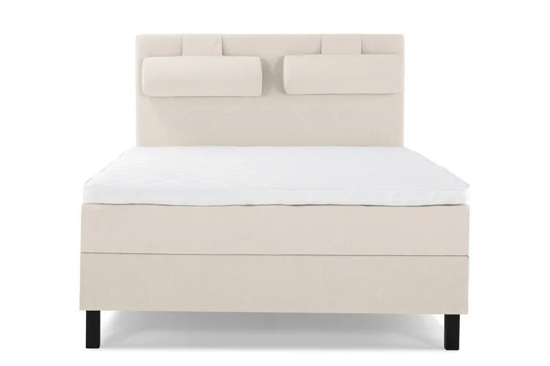 Lucky Komplett Sengepakke 140x200 Skum Glatt Sengegavl - Nakkepute Stor Beige - Møbler - Senger - Kontinentalsenger