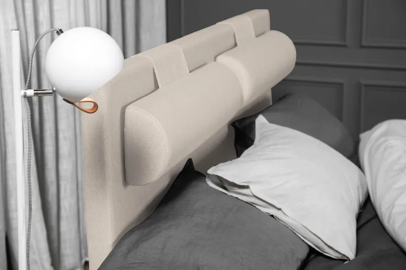 Lucky Komplett Sengepakke 140x200 Skum Glatt Sengegavl - Nakkepute Stor Beige - Møbler - Senger - Kontinentalsenger