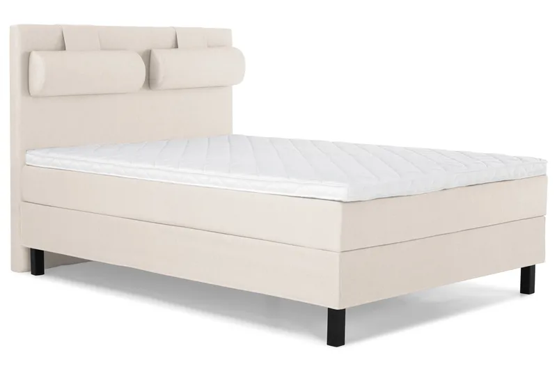 Lucky Komplett Sengepakke 140x200 Skum Glatt Sengegavl - Nakkepute Stor Beige - Møbler - Senger - Kontinentalsenger