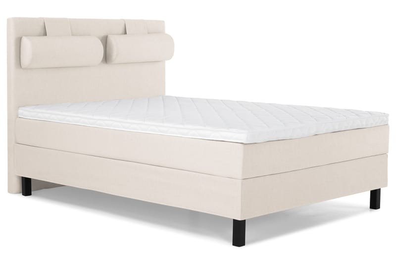 Lucky Komplett Sengepakke 140x200 Skum Glatt Sengegavl - Nakkepute Stor Beige - Møbler - Senger - Kontinentalsenger