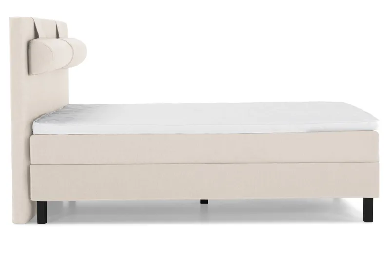 Lucky Komplett Sengepakke 140x200 Skum Glatt Sengegavl - Nakkepute Stor Beige - Møbler - Senger - Kontinentalsenger