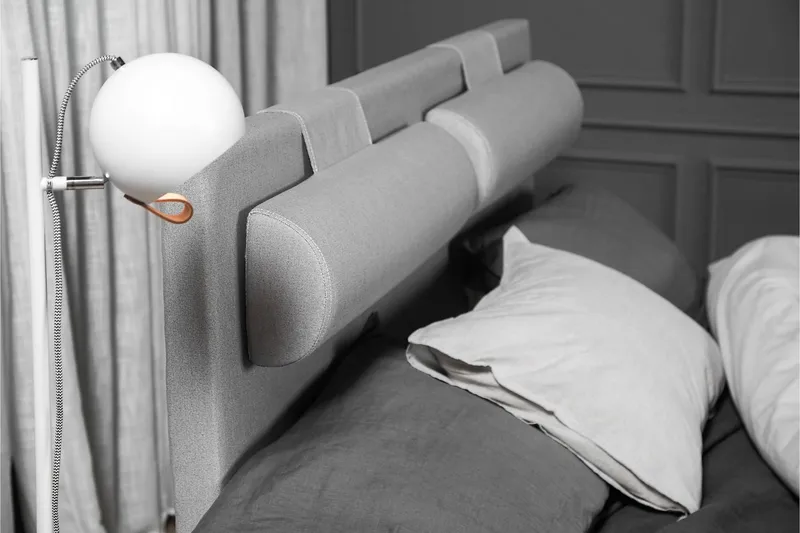 Lucky Komplett Sengepakke 140x200 Skum Glatt Sengegavl - Nakkepute Stor Mellangrå - Møbler - Senger - Kontinentalsenger