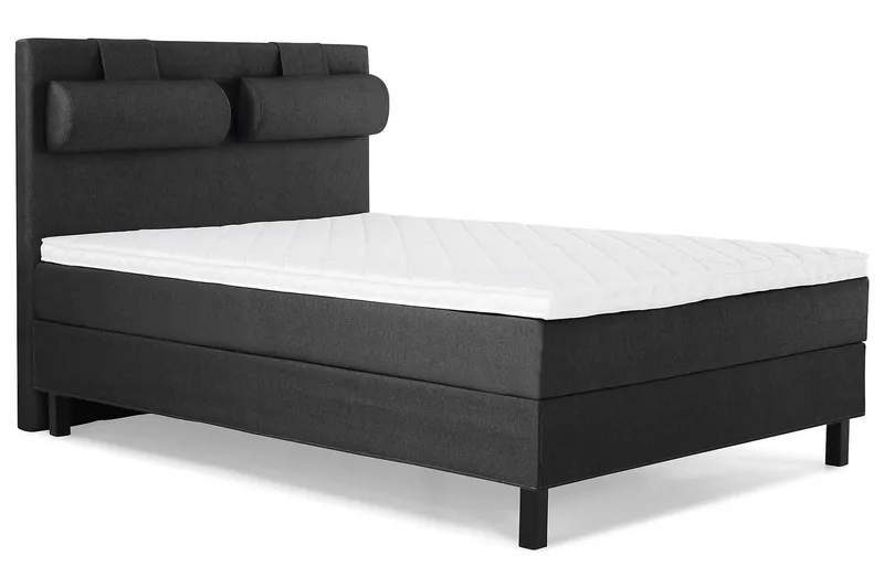 Lucky Komplett Sengepakke 140x200 Skum Glatt Sengegavl - Nakkepute Stor Svart/Grå - Møbler - Senger - Kontinentalsenger