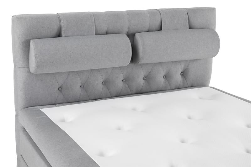 Lucky Komplett Sengepakke 140x200 Polyeter Diamant Sengegavl - Nakkepute Stor Mellangrå - Møbler - Senger - Komplett sengepakke