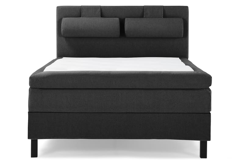 Lucky Komplett Sengepakke 140x200 Polyeter Glatt Sengegavl - Nakkepute Stor Svart/Grå - Møbler - Senger - Kontinentalsenger