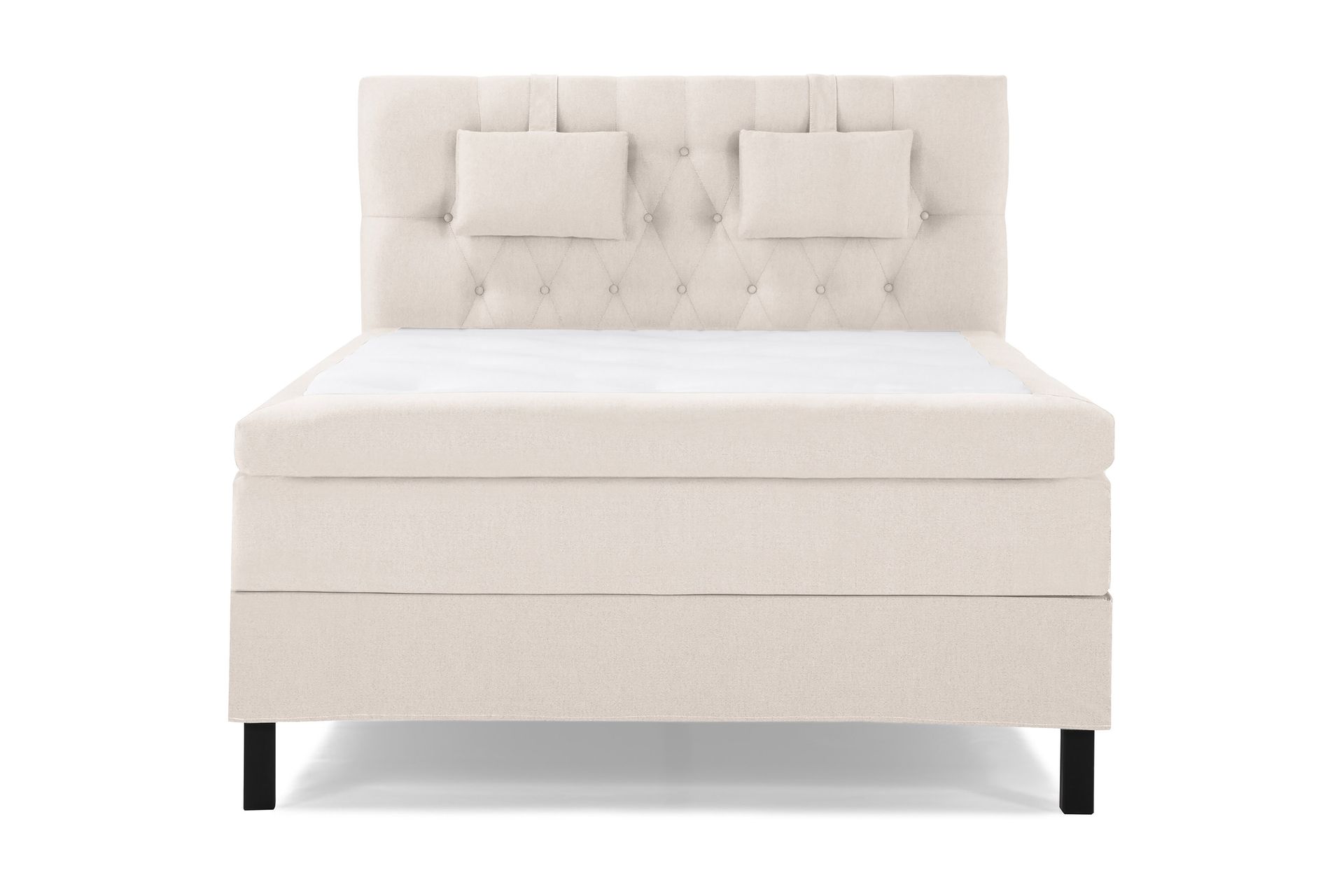 Lucky Komplett Sengepakke 140x200 Polyeter Diamant Sengegavl - Nakkepute Liten Beige - Møbler - Senger - Komplett sengepakke